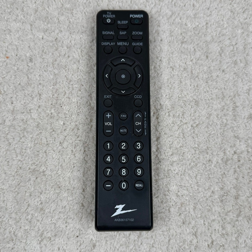 Zenith AKB36157102 TV Remote Control Black Replacement Controller
